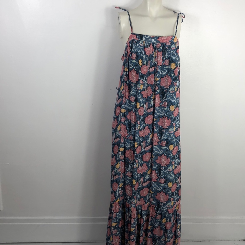 LOFT Floral Print Maxi Dress With X Strap Back